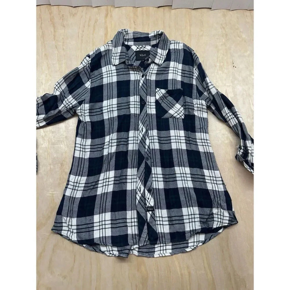 Rails Tops - Rails Hunter 100% Rayon Blue Plaid Flannel Button Down Shirt Women’s Size M